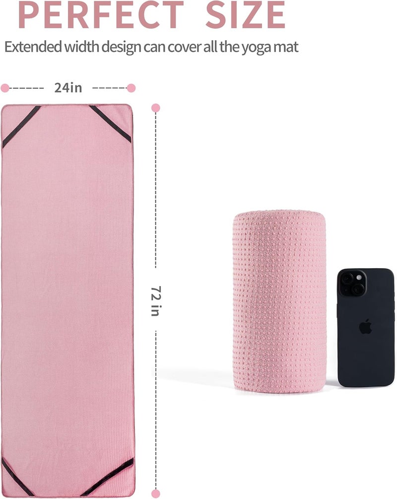MICROFI New Microfiber Hot Yoga Towel Mat, 24 x 72 inches, with Non-Slip Silicone Grip, Secure Fit Elastic Straps - Image 4